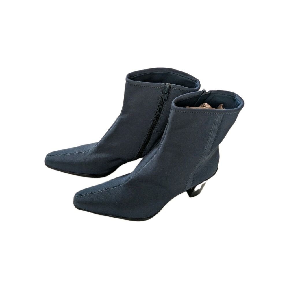 Apostrophe Womens 9M Teal Blue Green Stretch Ankle Boots Square Toe Side Zip Y2K